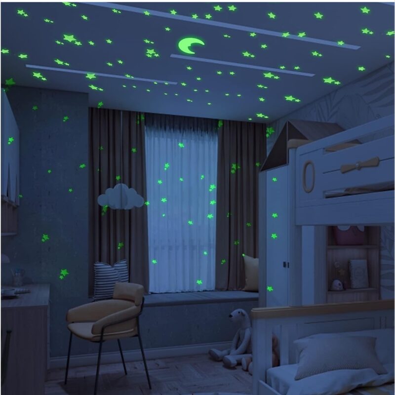 Moon & stars glow in the dark wall decor