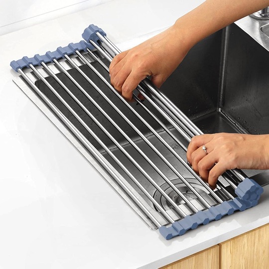 Rolling sink rack set of 2 en acero inoxidable